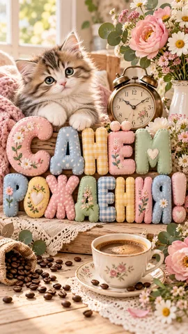 Котик и цветы